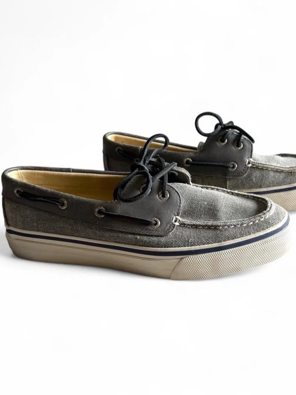 Sperry Bahama II gray canvas boat shoes - preppy classic coastal